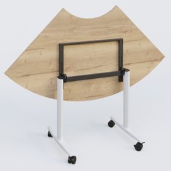 [Pas de famille] - [Pas de sous famille] - Module 1/4 de couronne pour table abattante gamme Design 120*120 cm. Plateau Chêne naturel et pietement Blanc.