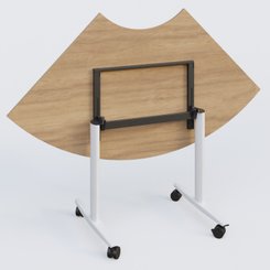 [Pas de famille] - [Pas de sous famille] - Module 1/4 de couronne pour table abattante gamme Design 120*120 cm. Plateau Noyer et pietement Blanc.