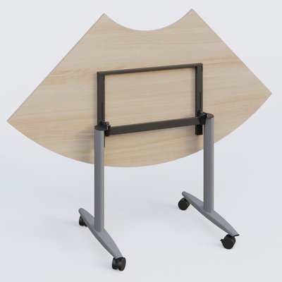 [Pas de famille] - [Pas de sous famille] - Module 1/4 de couronne pour table abattante gamme Design 120*120 cm. Plateau Acacia et pietement Aluminium.