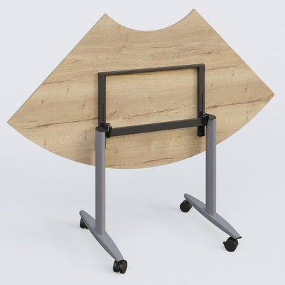 [Pas de famille] - [Pas de sous famille] - Module 1/4 de couronne pour table abattante gamme Design 120*120 cm. Plateau Chêne naturel et pietement Aluminium.