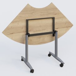 [Pas de famille] - [Pas de sous famille] - Module 1/4 de couronne pour table abattante gamme Design 120*120 cm. Plateau Chêne naturel et pietement Aluminium.