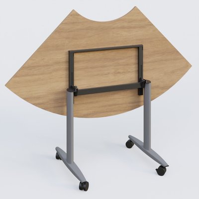 [Pas de famille] - [Pas de sous famille] - Module 1/4 de couronne pour table abattante gamme Design 120*120 cm. Plateau Noyer et pietement Aluminium.