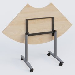 [Pas de famille] - [Pas de sous famille] - Module 1/4 de couronne pour table abattante gamme Design 120*120 cm. Plateau Hêtre et pietement Aluminium.