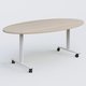 Table ovale abattante gamme Design 200-110 cm. Plateau Acacia et pietement Blanc.