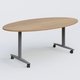 Table ovale abattante gamme Design 200-110 cm. Plateau Noyer et pietement Aluminium.