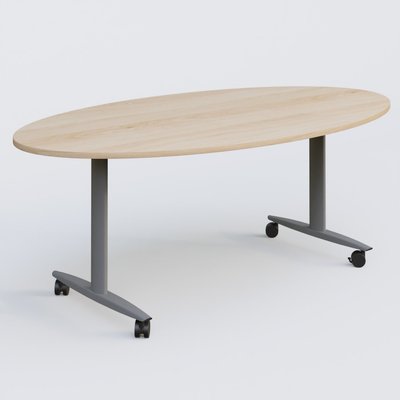 [Pas de famille] - [Pas de sous famille] - Table ovale abattante gamme Design 200-110 cm. Plateau Hêtre et pietement Aluminium.