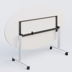 [Pas de famille] - [Pas de sous famille] - Table ovale abattante gamme Design 200-110 cm. Plateau Blanc et pietement Blanc.