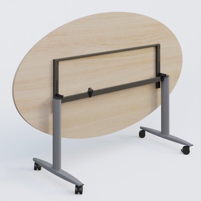 [Pas de famille] - [Pas de sous famille] - Table ovale abattante gamme Design 200-110 cm. Plateau Acacia et pietement Aluminium.
