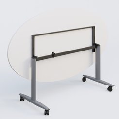 [Pas de famille] - [Pas de sous famille] - Table ovale abattante gamme Design 200-110 cm. Plateau Blanc et pietement Aluminium.