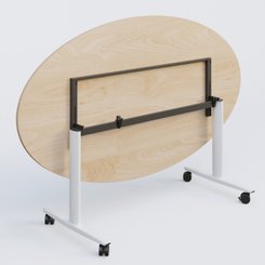 [Pas de famille] - [Pas de sous famille] - Table ovale abattante gamme Design 200-110 cm. Plateau Hêtre et pietement Blanc.