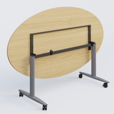[Pas de famille] - [Pas de sous famille] - Table ovale abattante gamme Design 200-110 cm. Plateau Chêne clair et pietement Aluminium.