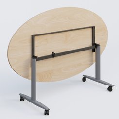 [Pas de famille] - [Pas de sous famille] - Table ovale abattante gamme Design 200-110 cm. Plateau Hêtre et pietement Aluminium.