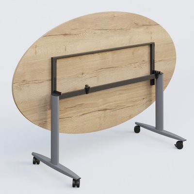 [Pas de famille] - [Pas de sous famille] - Table ovale abattante gamme Design 200-110 cm. Plateau Chêne naturel et pietement Aluminium.