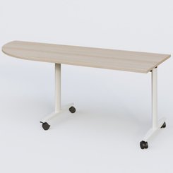 TABLES ABATTANTES - Module d'angle 90° - Module d'angle 90° pour table abattante gamme Design 200-80 cm à gauche. Plateau Acacia et pietement Blanc.