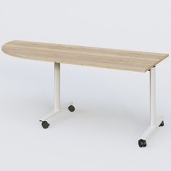 [Pas de famille] - [Pas de sous famille] - Module d'angle 90° pour table abattante gamme Design 200-80 cm à gauche. Plateau Chêne naturel et pietement Blanc.
