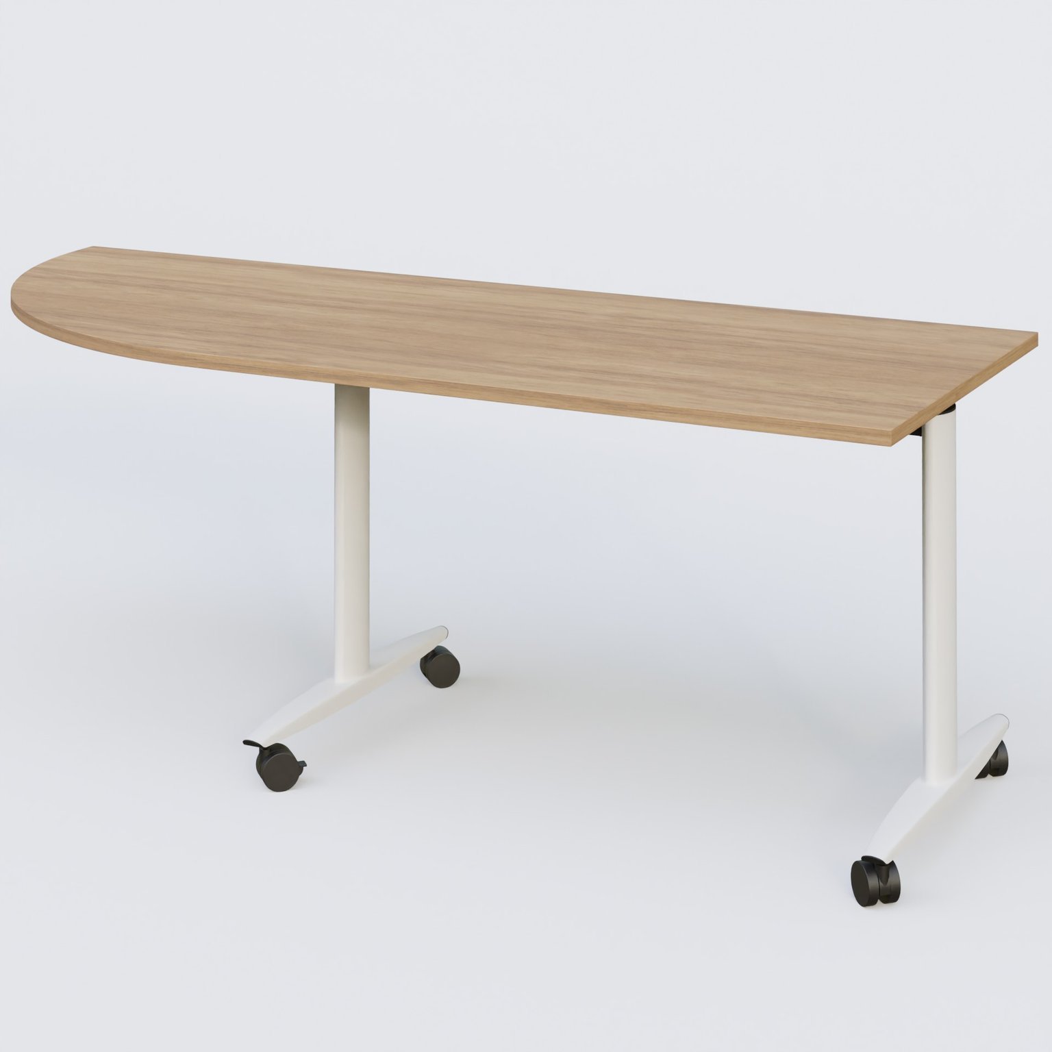 Module d'angle 90° pour table abattante gamme Design 200-80 cm à gauche. Plateau Noyer et pietement Blanc.
