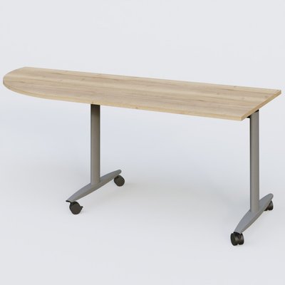 [Pas de famille] - [Pas de sous famille] - Module d'angle 90° pour table abattante gamme Design 200-80 cm à gauche. Plateau Chêne naturel et pietement Aluminium.