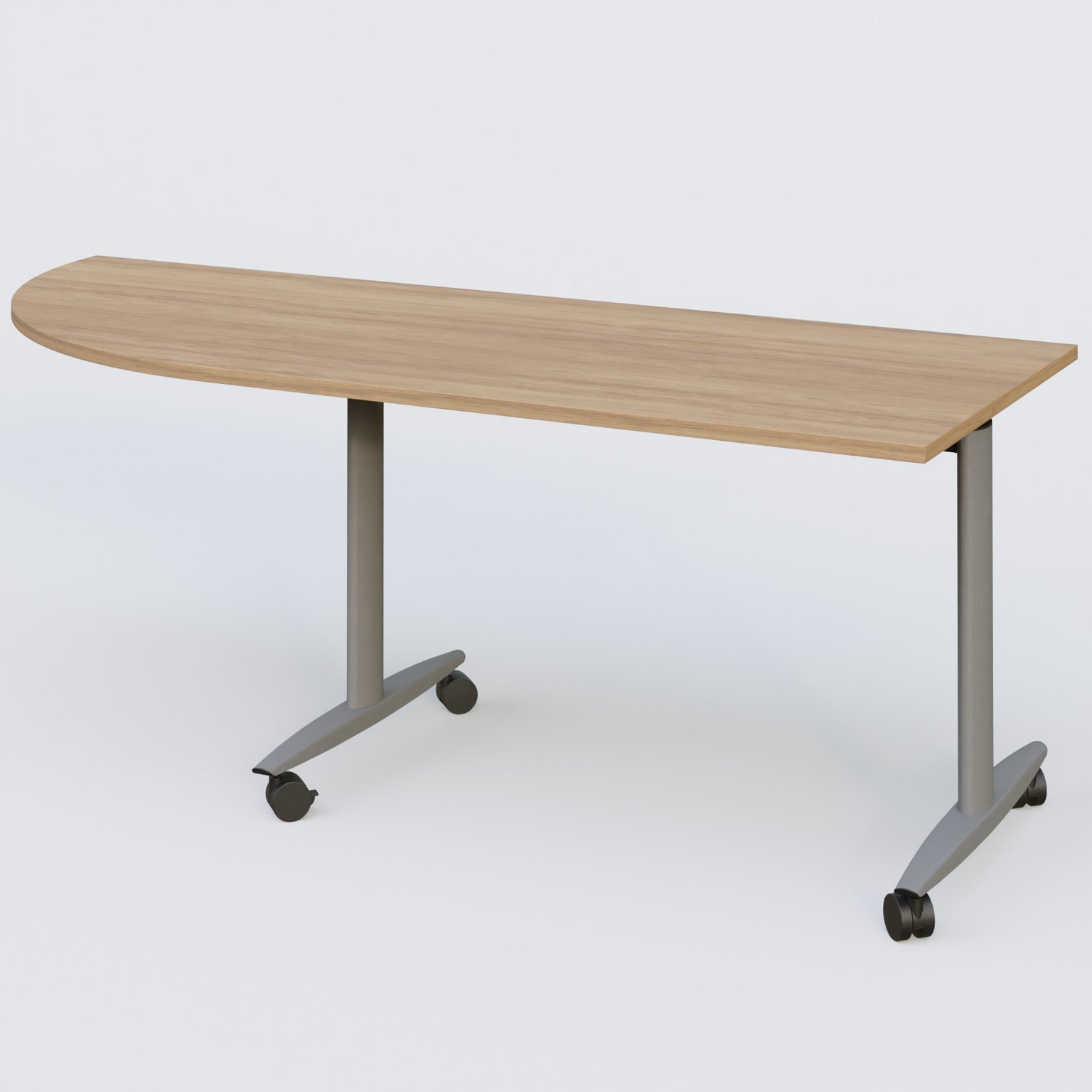 Module d'angle 90° pour table abattante gamme Design 200-80 cm à gauche. Plateau Noyer et pietement Aluminium.