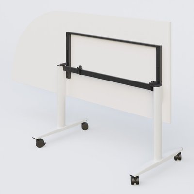 TABLES ABATTANTES - Plateaux 25 mm - Module d'angle 90° pour table abattante gamme Design 200-80 cm à gauche. Plateau Blanc et pietement Blanc.