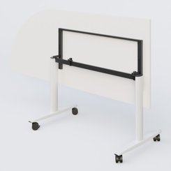 TABLES ABATTANTES - Plateaux 25 mm - Module d'angle 90° pour table abattante gamme Design 200-80 cm à gauche. Plateau Blanc et pietement Blanc.