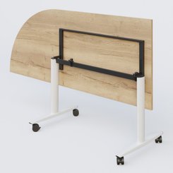 [Pas de famille] - [Pas de sous famille] - Module d'angle 90° pour table abattante gamme Design 200-80 cm à gauche. Plateau Chêne naturel et pietement Blanc.