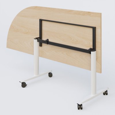 TABLES ABATTANTES - Plateaux 25 mm - Module d'angle 90° pour table abattante gamme Design 200-80 cm à gauche. Plateau Hêtre et pietement Blanc.