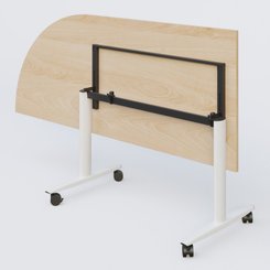 TABLES ABATTANTES - Plateaux 25 mm - Module d'angle 90° pour table abattante gamme Design 200-80 cm à gauche. Plateau Hêtre et pietement Blanc.