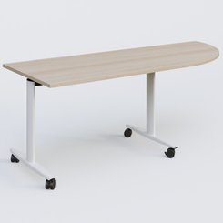 TABLES ABATTANTES - Module d'angle 90° - Module d'angle 90° pour table abattante gamme Design 200-80 cm à droite. Plateau Acacia et pietement Blanc.