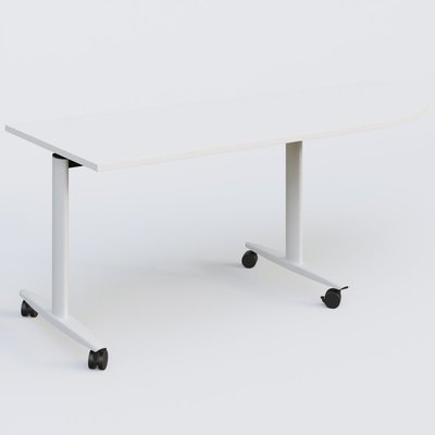 TABLES ABATTANTES - Plateaux 25 mm - Module d'angle 90° pour table abattante gamme Design 200-80 cm à droite. Plateau Blanc et pietement Blanc.