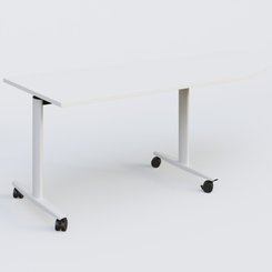 TABLES ABATTANTES - Plateaux 25 mm - Module d'angle 90° pour table abattante gamme Design 200-80 cm à droite. Plateau Blanc et pietement Blanc.