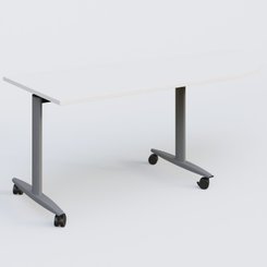 TABLES ABATTANTES - New Design - Module d'angle 90° pour table abattante gamme Design 200-80 cm à droite. Plateau Blanc et pietement Aluminium.