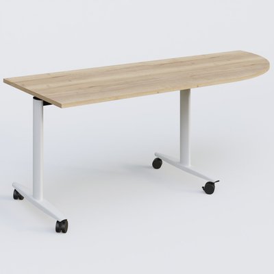 [Pas de famille] - [Pas de sous famille] - Module d'angle 90° pour table abattante gamme Design 200-80 cm à droite. Plateau Chêne naturel et pietement Blanc.