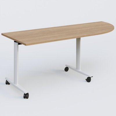TABLES ABATTANTES - New Design - Module d'angle 90° pour table abattante gamme Design 200-80 cm à droite. Plateau Noyer et pietement Blanc.