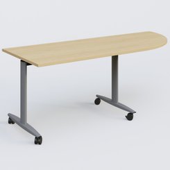 TABLES ABATTANTES - New Design - Module d'angle 90° pour table abattante gamme Design 200-80 cm à droite. Plateau Chêne clair et pietement Aluminium.