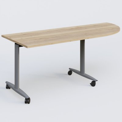 [Pas de famille] - [Pas de sous famille] - Module d'angle 90° pour table abattante gamme Design 200-80 cm à droite. Plateau Chêne naturel et pietement Aluminium.
