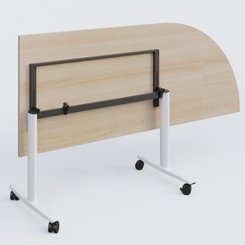 TABLES ABATTANTES - Module d'angle 90° - Module d'angle 90° pour table abattante gamme Design 200-80 cm à droite. Plateau Acacia et pietement Blanc.