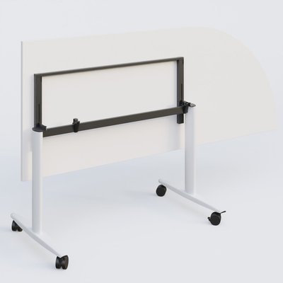 TABLES ABATTANTES - Plateaux 25 mm - Module d'angle 90° pour table abattante gamme Design 200-80 cm à droite. Plateau Blanc et pietement Blanc.