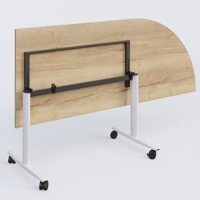 [Pas de famille] - [Pas de sous famille] - Module d'angle 90° pour table abattante gamme Design 200-80 cm à droite. Plateau Chêne naturel et pietement Blanc.