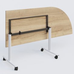 [Pas de famille] - [Pas de sous famille] - Module d'angle 90° pour table abattante gamme Design 200-80 cm à droite. Plateau Chêne naturel et pietement Blanc.