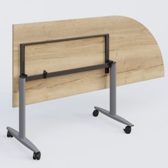 [Pas de famille] - [Pas de sous famille] - Module d'angle 90° pour table abattante gamme Design 200-80 cm à droite. Plateau Chêne naturel et pietement Aluminium.