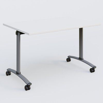 TABLES ABATTANTES - New Design - Table abattante gamme Arca 120-80 cm. Plateau Blanc et pietement Aluminium.