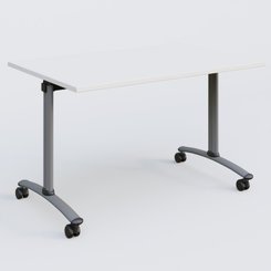 TABLES ABATTANTES - New Design - Table abattante gamme Arca 120-80 cm. Plateau Blanc et pietement Aluminium.