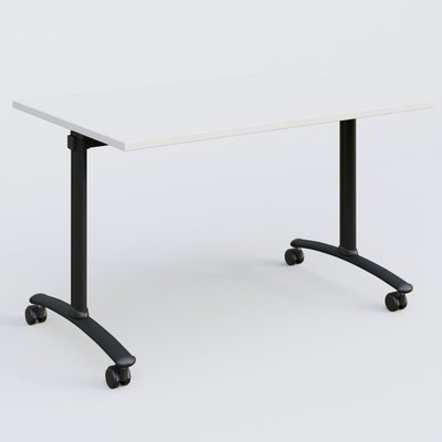 [Pas de famille] - [Pas de sous famille] - Table abattante gamme Arca 120-80 cm. Plateau Blanc et pietement Noir.