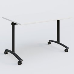 [Pas de famille] - [Pas de sous famille] - Table abattante gamme Arca 120-80 cm. Plateau Blanc et pietement Noir.