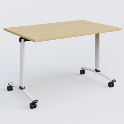 [Pas de famille] - [Pas de sous famille] - Table abattante gamme Arca 120-80 cm. Plateau Chêne clair et pietement Blanc.