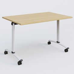 [Pas de famille] - [Pas de sous famille] - Table abattante gamme Arca 120-80 cm. Plateau Chêne clair et pietement Blanc.