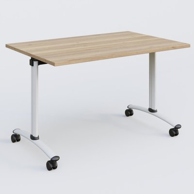 [Pas de famille] - [Pas de sous famille] - Table abattante gamme Arca 120-80 cm. Plateau Chêne naturel et pietement Blanc.