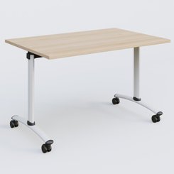 [Pas de famille] - [Pas de sous famille] - Table abattante gamme Arca 120-80 cm. Plateau Hêtre et pietement Blanc.