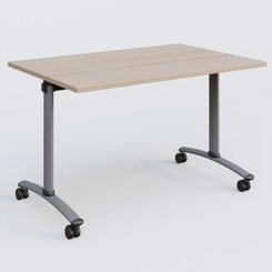 TABLES ABATTANTES - Plateaux 25 mm - Table abattante gamme Arca 120-80 cm. Plateau Acacia et pietement Aluminium.