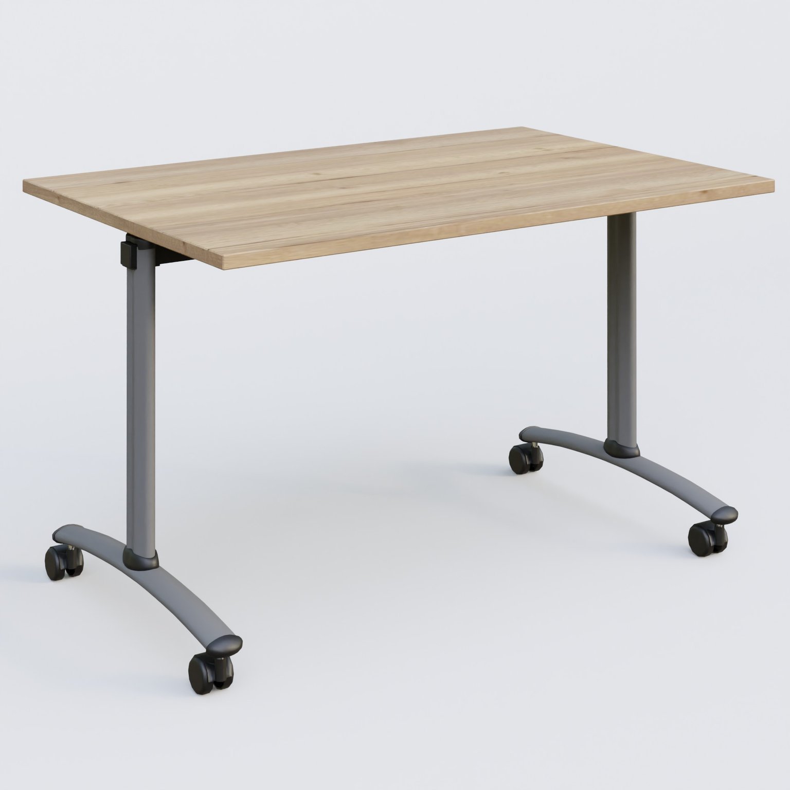 Table abattante gamme Arca 120-80 cm. Plateau Chêne naturel et pietement Aluminium.